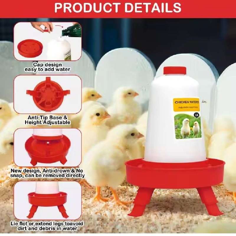 Chicken Waterer and Feeder Set with Adjustable Legs