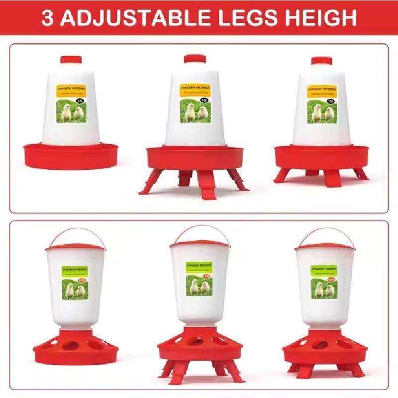 Chicken Waterer and Feeder Set with Adjustable Legs