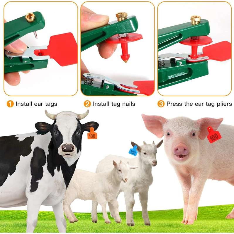 Yellow Cow Ear Tags Numbered 0 to 100-Pack of 100