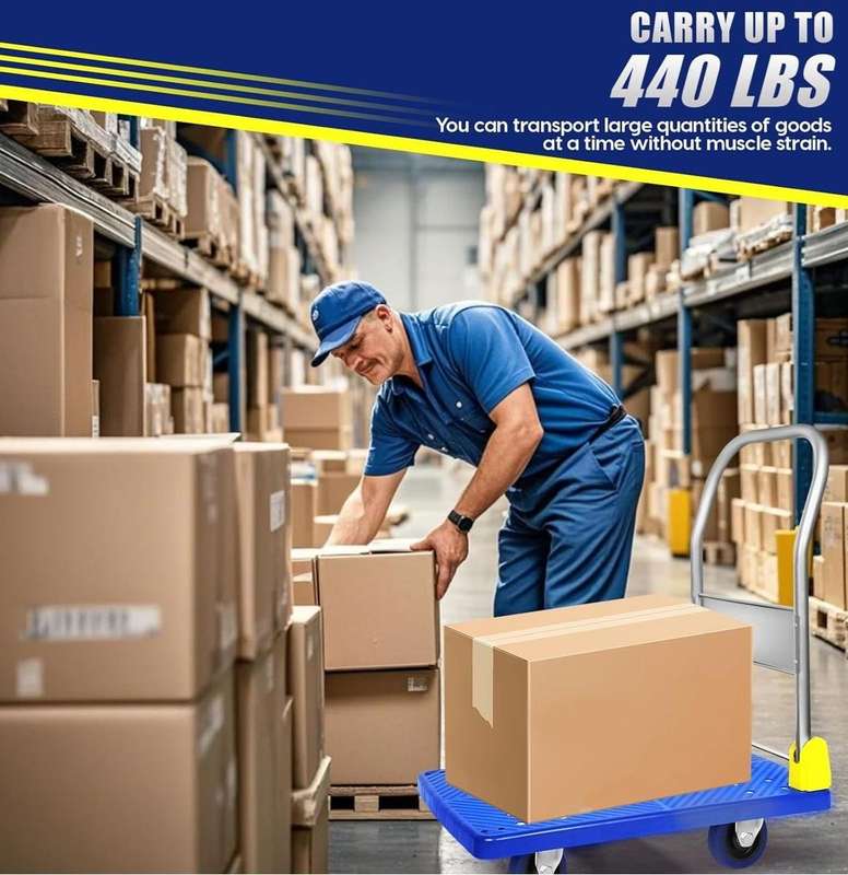 Foldable Push Hand Cart for loading and storage.