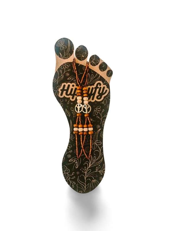 Hippyfy Anklet Barefoot Scandal-Peace Sign Brown