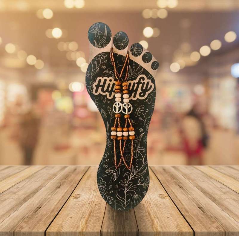 Hippyfy Anklet Barefoot Scandal-Peace Sign Brown