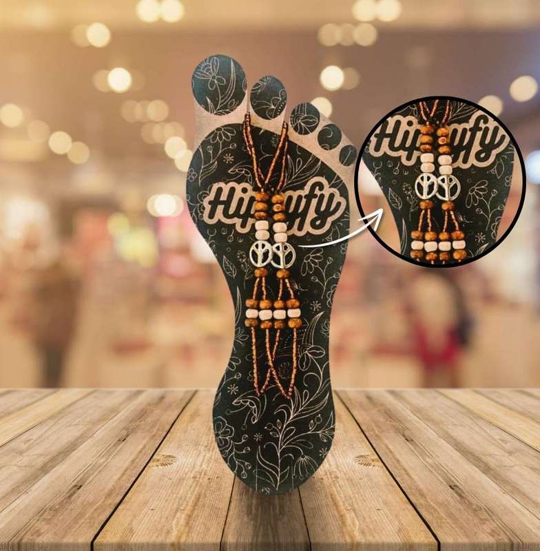 Hippyfy Anklet Barefoot Scandal-Peace Sign Brown