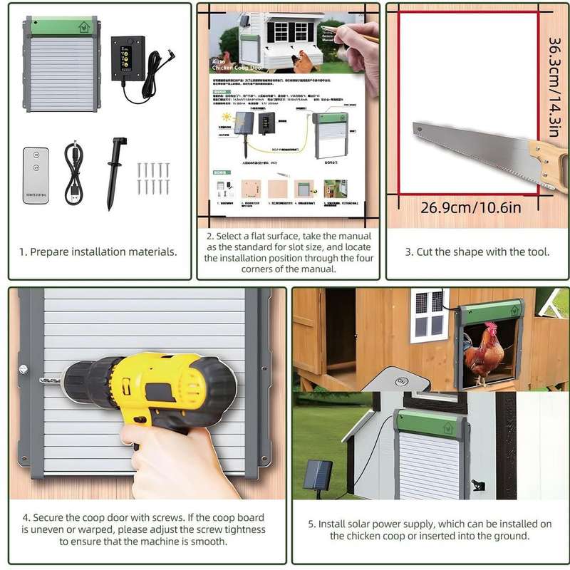 Solar and Battery powered Chicken Coop Door with remote control