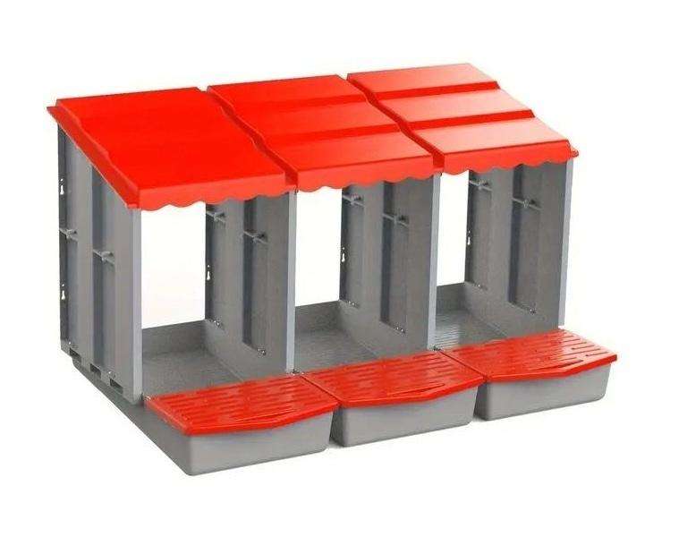 Chicken Nesting Boxes-3 Compartments -Red