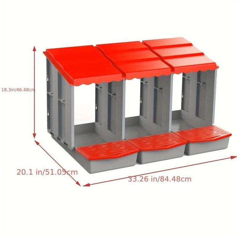 Chicken Nesting Boxes-3 Compartments -Red