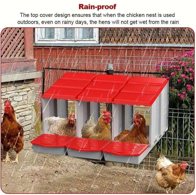 Chicken Nesting Boxes-3 Compartments -Red