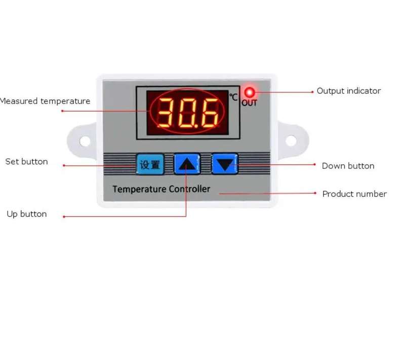 Robotico W3001 Digital Temperature Controller with LED Display (220V) -Pack of 1