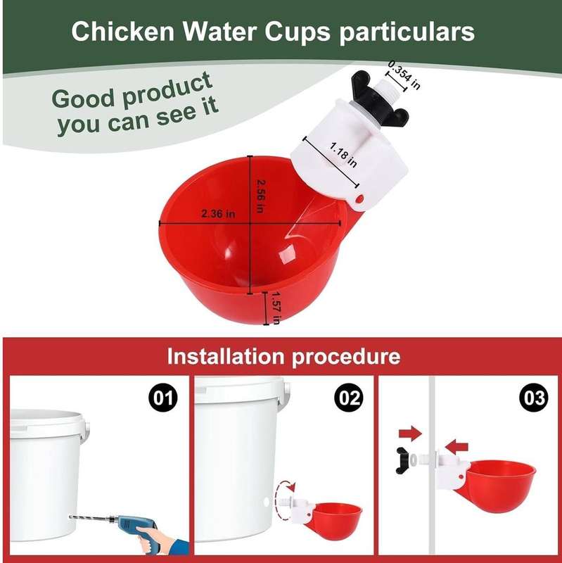 Smooth Chicken Waterer Cups-15 Pieces