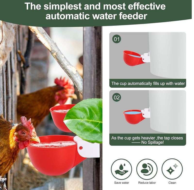 Smooth Chicken Waterer Cups-15 Pieces