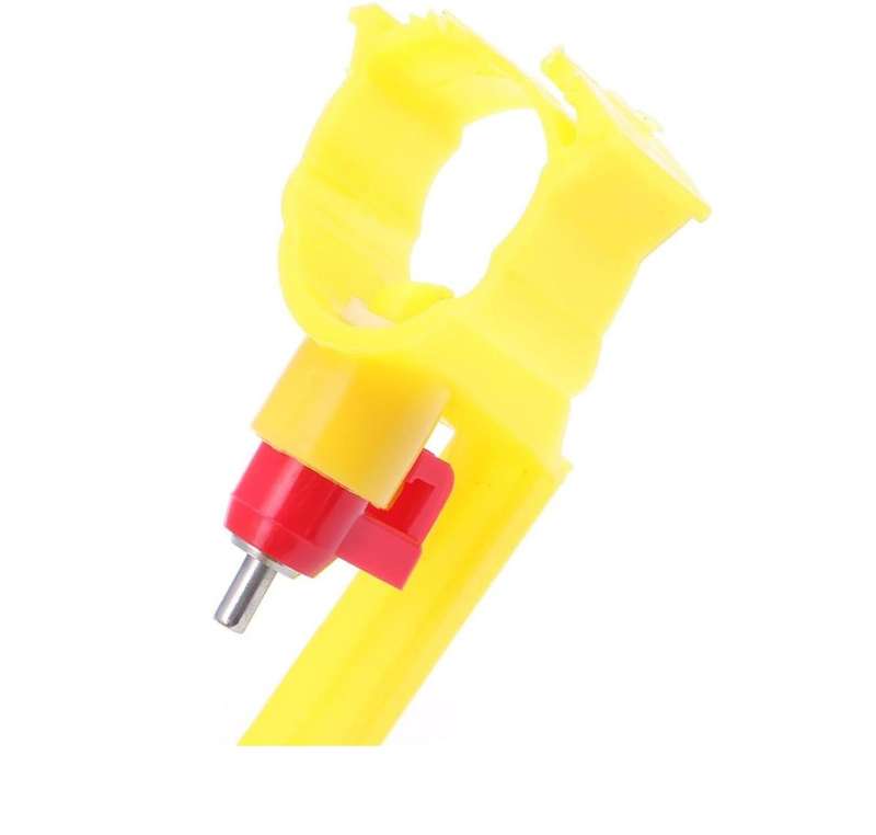 Yellow Hanging Poultry Nipple Drinkers with Dripping Cup-Pack of 20