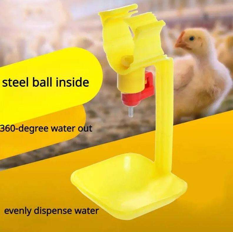 Yellow Hanging Poultry Nipple Drinkers with Dripping Cup-Pack of 20