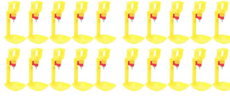 Yellow Hanging Poultry Nipple Drinkers with Dripping Cup-Pack of 20