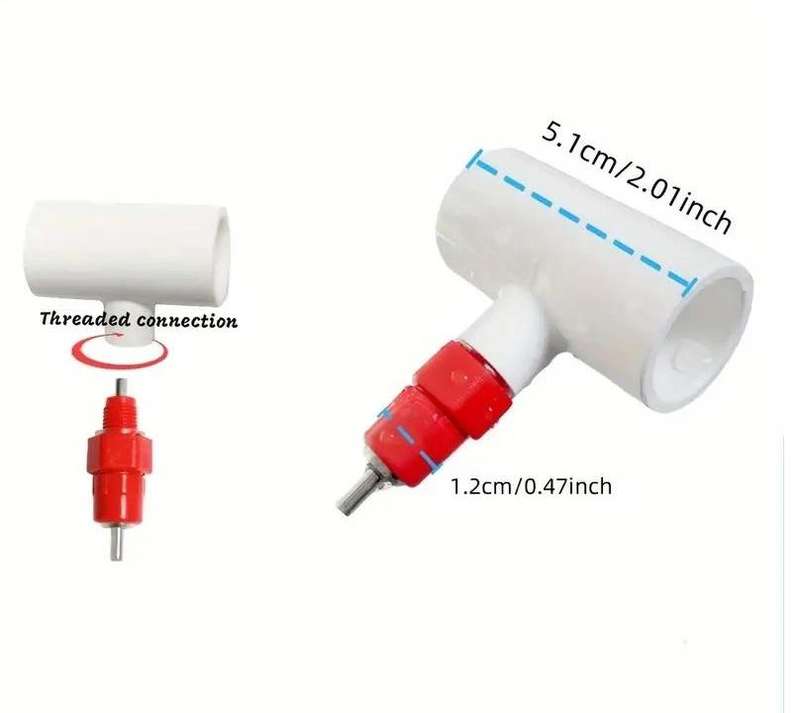 Chicken Waterer Nipples with PVC Tee Fittings-10 Pieces