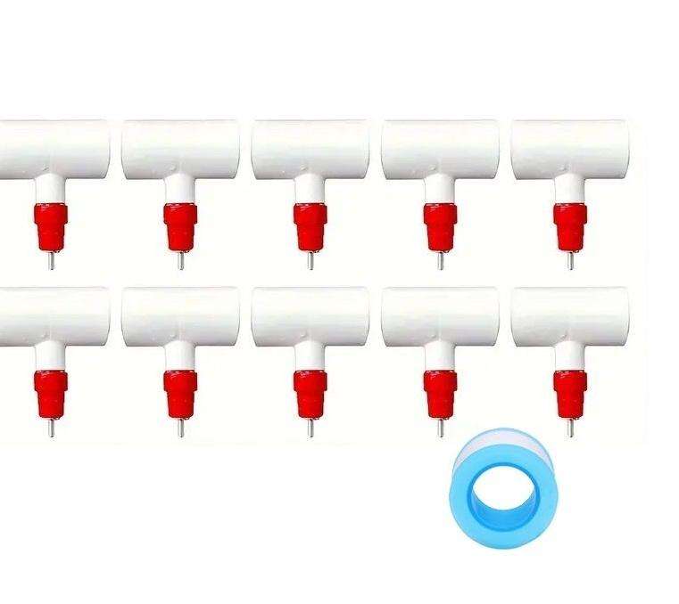 Chicken Waterer Nipples with PVC Tee Fittings-10 Pieces
