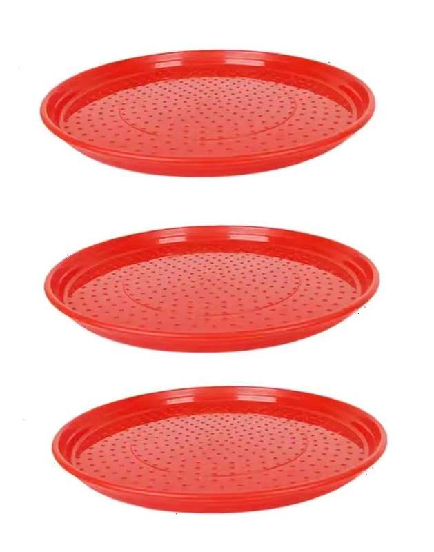 Chicken Feeder Plates -Pack of 3 .Red.