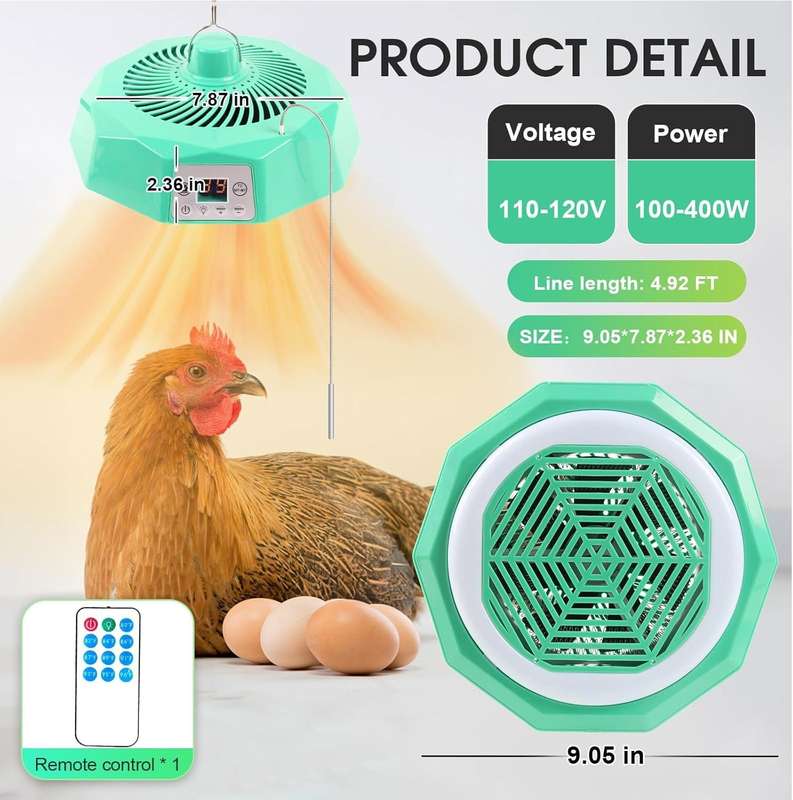 Chicken Coop Heater Light and Fan with remote