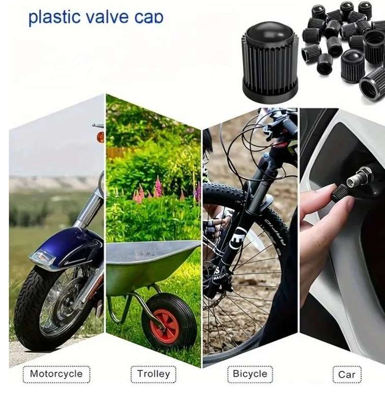 Black Tyre Valve Caps -Pack of 20