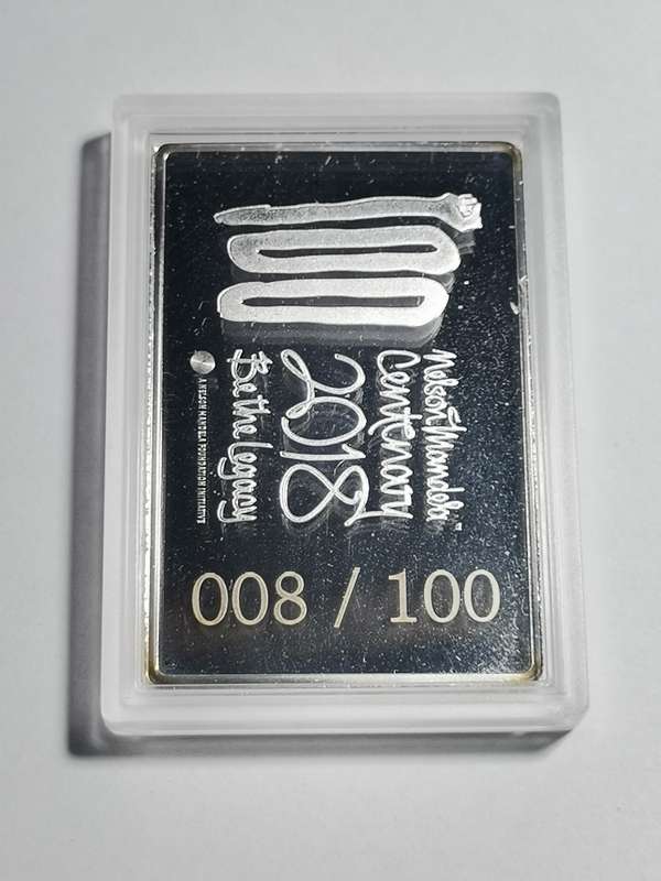 BEAUTIFUL NELSON MANDELA 1OZ PROOF SILVER BAR. CENTENARY 2018.
