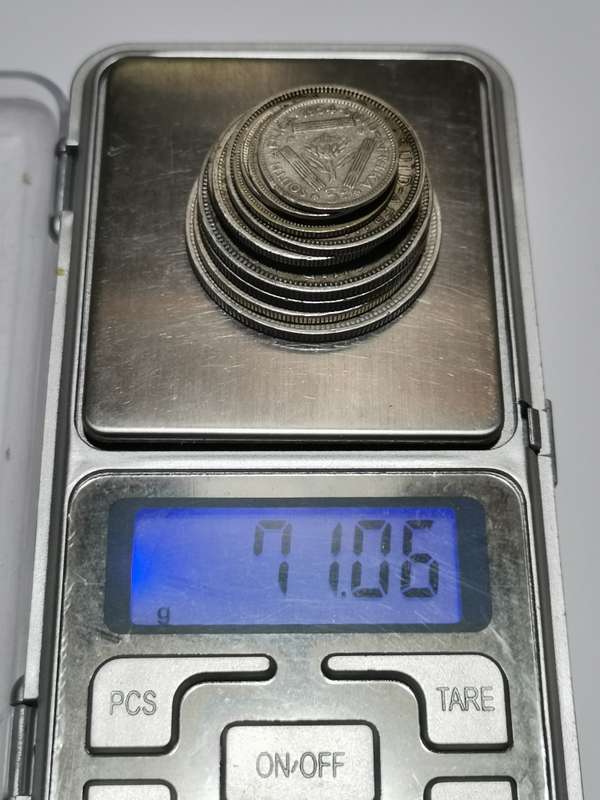 COLLECTION OF SA UNION 50% SILVER COINS. WEIGHT: 71.06 GRAMS.