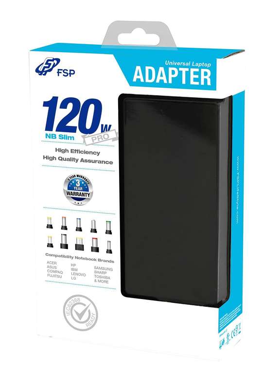 FSP 120W Notebook Slim Pro Universal Laptop Charger , Black