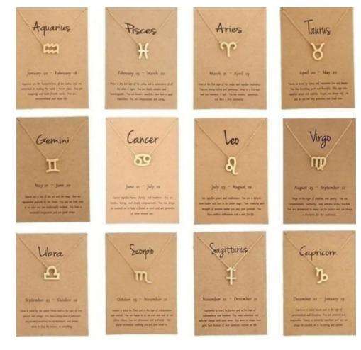 horoscope necklace bulk - 34 assorted