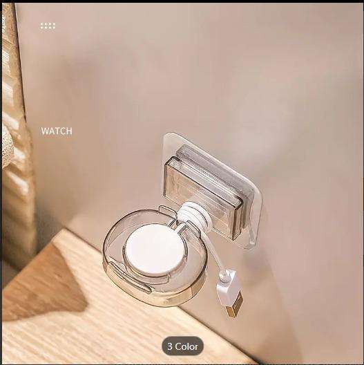 Wall-Mounted Universal Watch Holder - No-Drill Adhesive Installation, Featuring Rear Charging Port