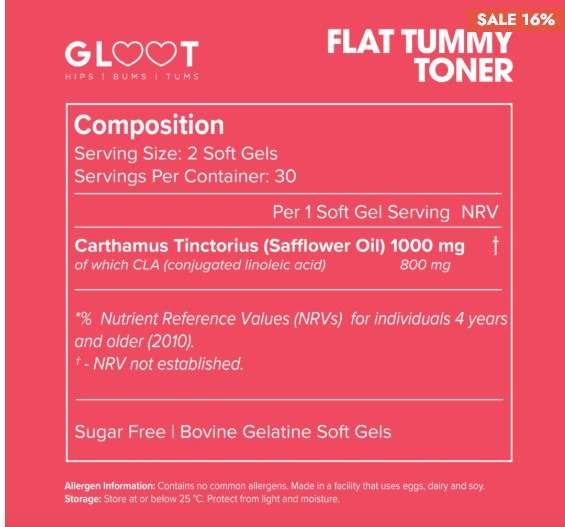 GLOOT FLAT TUMMY TONER - 60 CAPSULES
