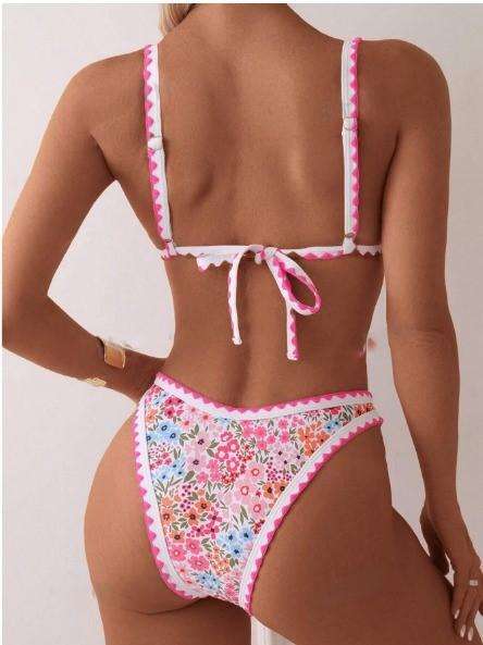 FLORAL PINK SOFT CUP BIKINI - SMALL AND XS LEFT
