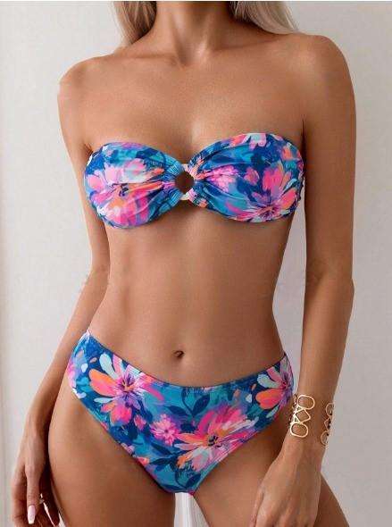 Blue floral bikini, last 2 in in stock xs and small