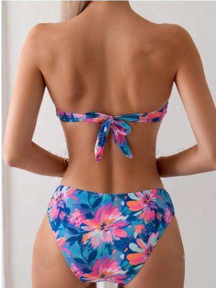 Blue floral bikini, last 2 in in stock xs and small