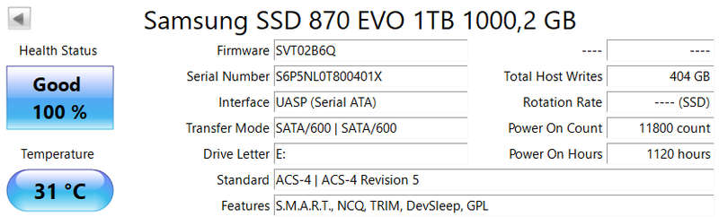 Samsung 870 Evo 1TB 2.5" SATA III SSD