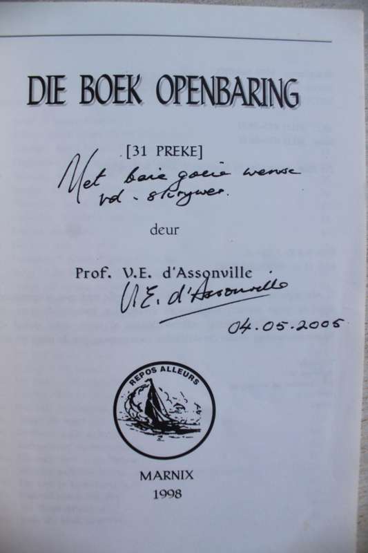 GETEKEN: BOEK OPENBARING - d'ASSENVILLE