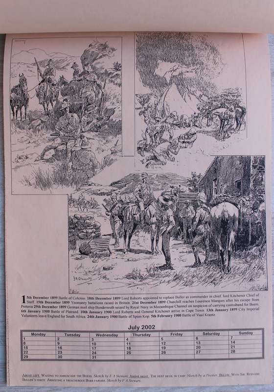 2002 Anglo-Boer War Calendar / Newspaper Illustrations