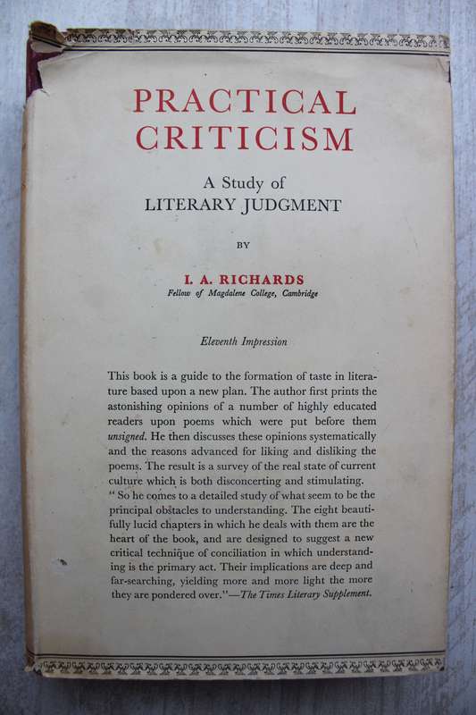 Practical Criticism: A Study Of Literary Judgment -  Richards