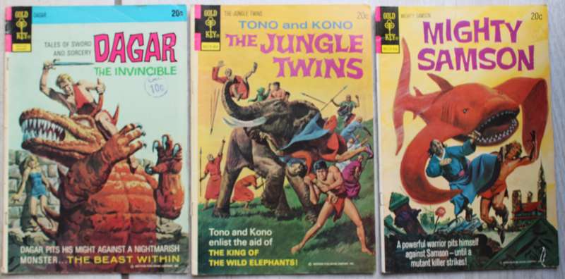 3 x Gold Key comics - Dagar, Tono and Kono, Mighty Samson