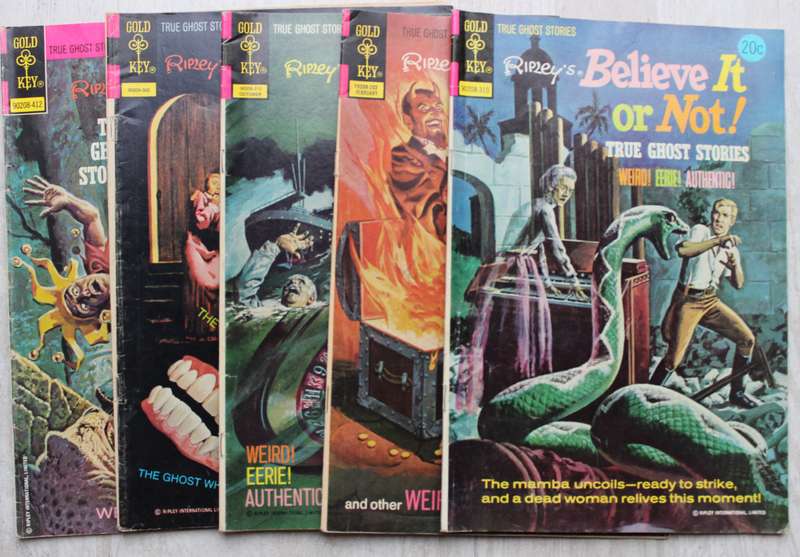5 x Gold Key Ripley's Believe it or Not true ghost stories comics