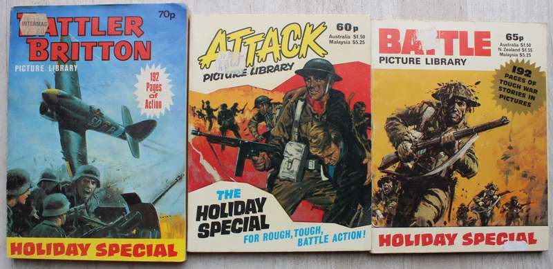 3 x thick Battle Picture Library graphic comics type books