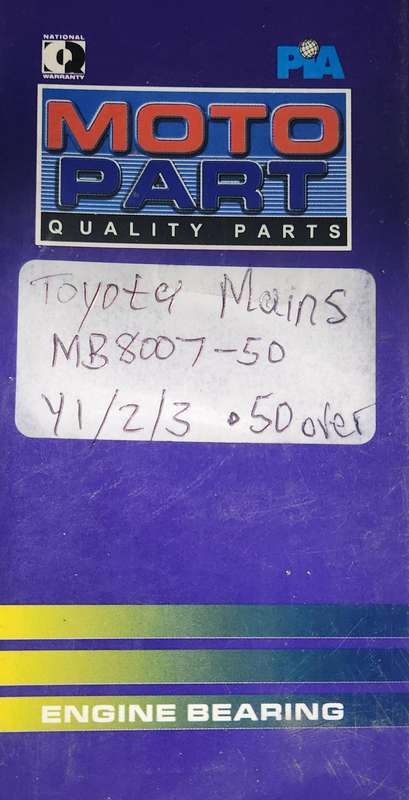 TOYOTA Y1-Y2-Y3 ENGINE .50 OVERSIZE MAINS MB8007-50