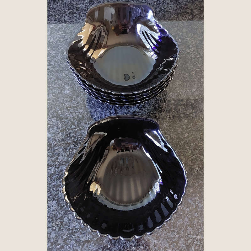 Six Retro Black Arcoroc France Starter Salad Bowls