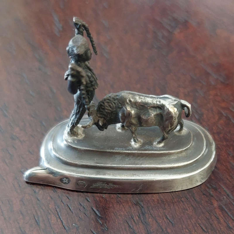 Eight Vintage Pedro Duran - Spanish Bullfighting Corrida De Toros Silver Place Card Holders