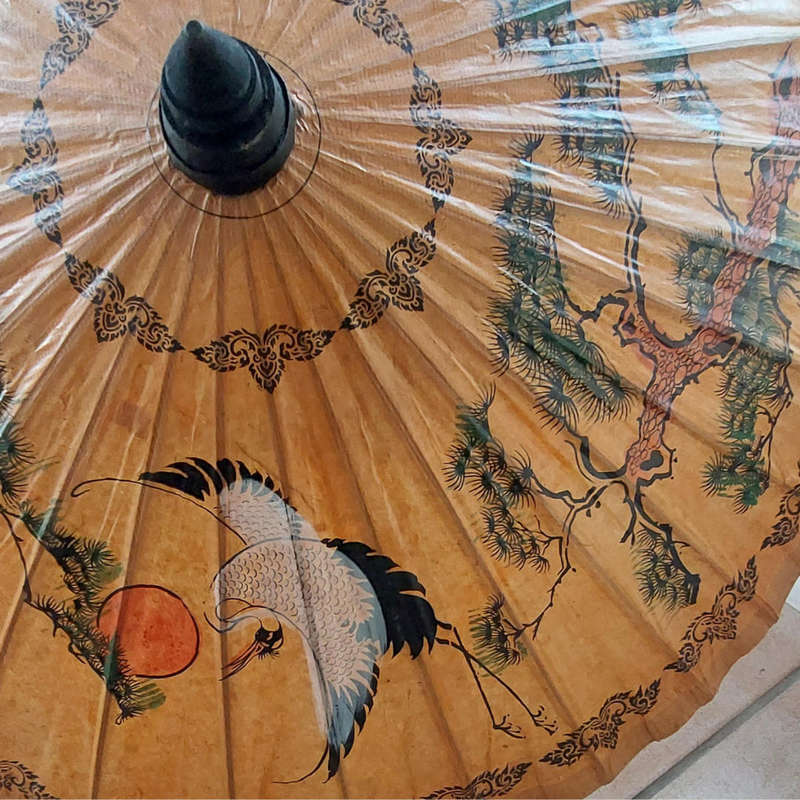 Vintage Japanese Bamboo Paper Parasol