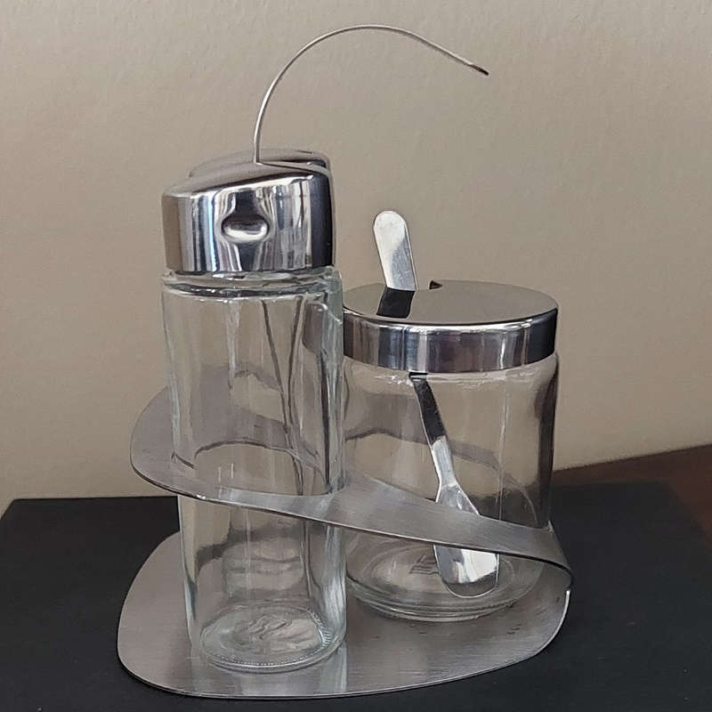 Steel Salt Pepper & Mustard Cruet Set