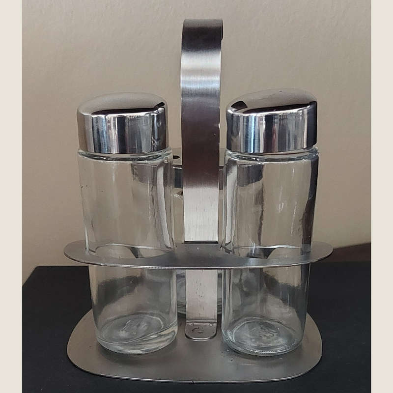Steel Salt Pepper & Mustard Cruet Set