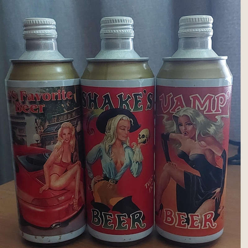 Three Vintage Vamp Shakers & Favourite Beer Bottels