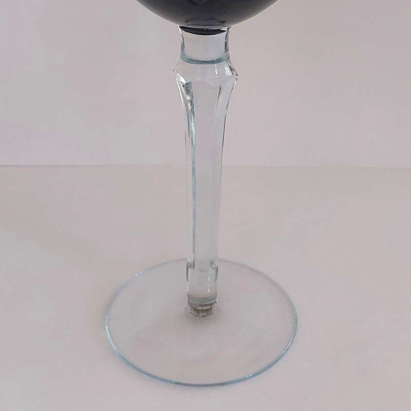 Twelve Vintage Purple Coloured Crystal Stem Wine Glasses