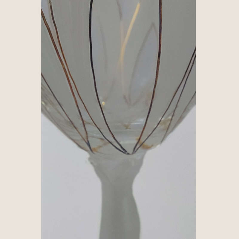 Crystal Thin White & Red Wine Glasses Hand painted in White & Gold - signed