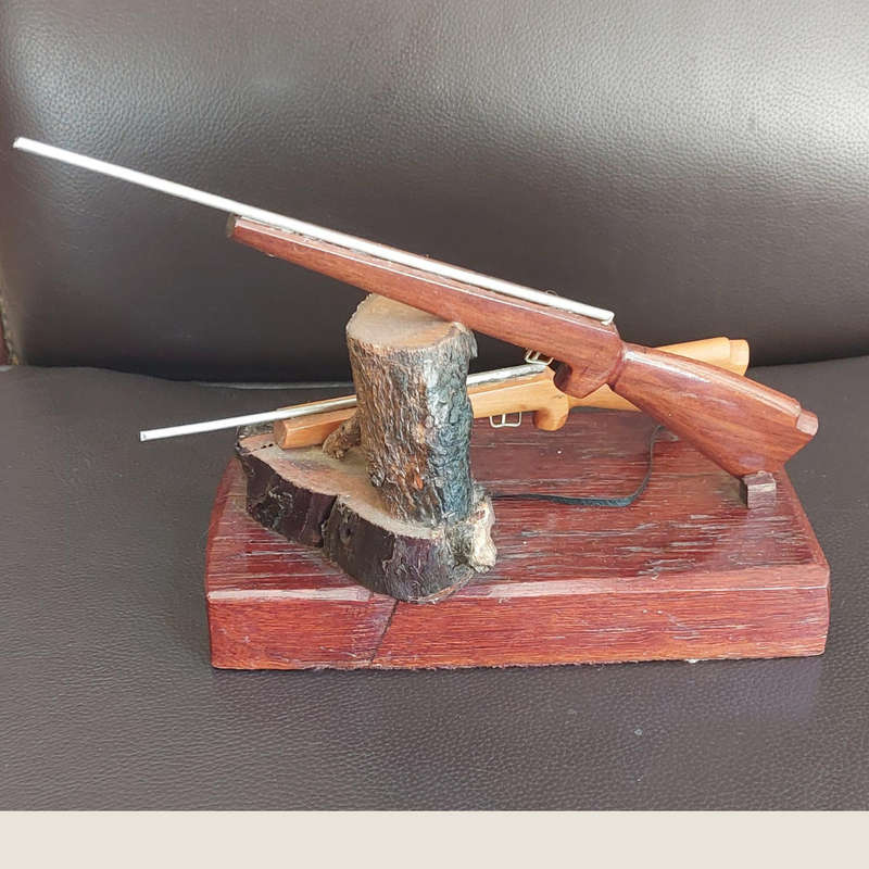 Two Vintage Handmade Miniature Rifles Mounted on Wood