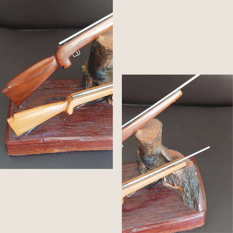 Two Vintage Handmade Miniature Rifles Mounted on Wood