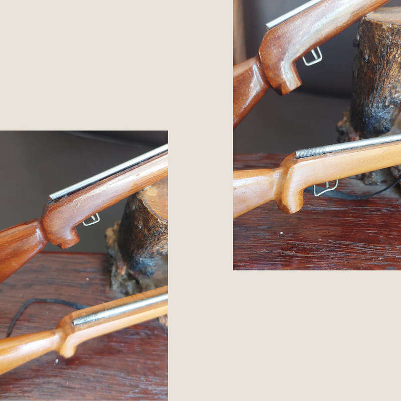 Two Vintage Handmade Miniature Rifles Mounted on Wood